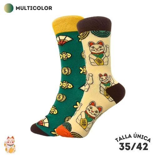 Calcetines Dispares Gatos Suerte