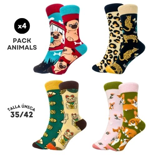 Pack (x4) – Calcetines Dispares Animals