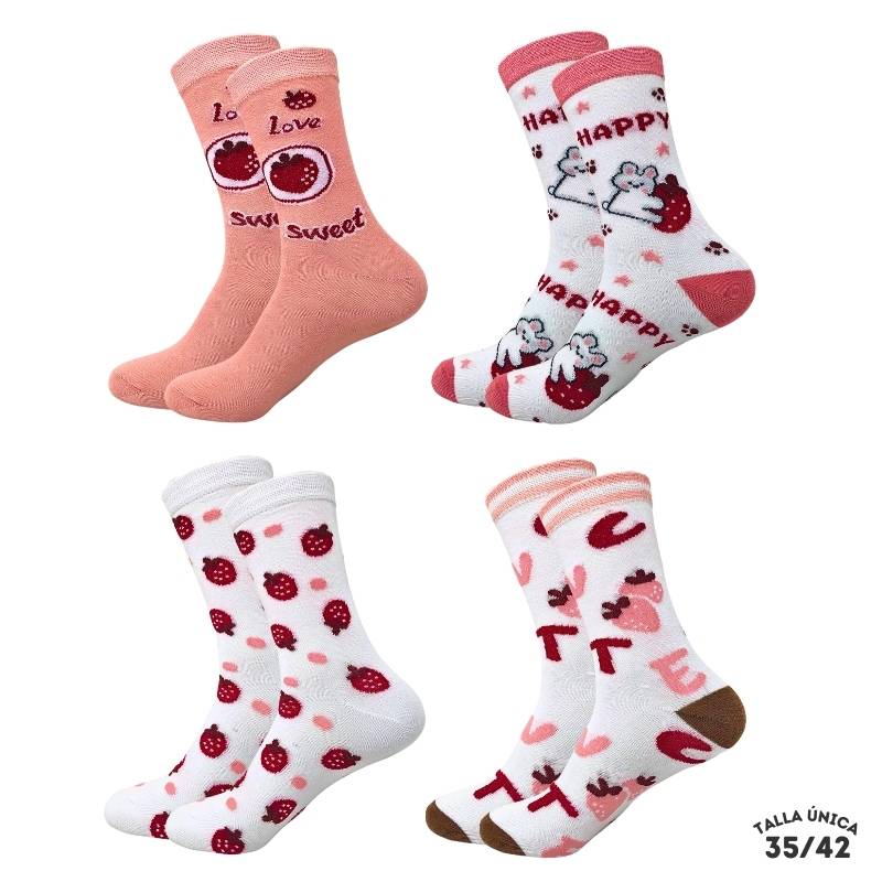 Calcetines Pack (x4) –  Extra de Fresas | WALKCOLOR