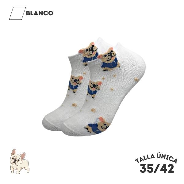 Calcetines Tobilleros Bulldogs Blanco - WALKCOLOR