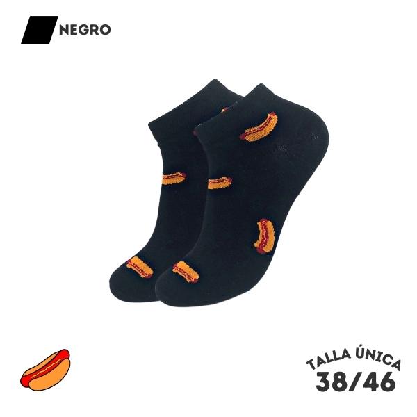 Calcetines Tobilleros Hot Dogs Negro - WALKCOLOR
