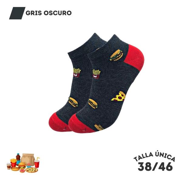 Calcetines Tobilleros Comida Rapida Gris Oscuro - WALKCOLOR