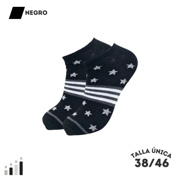 Calcetines Pinkies Estrellas Negro - WALKCOLOR