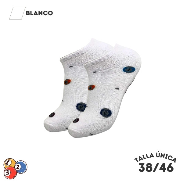 Calcetines Tobilleros Bolas Billar Blanco - WALKCOLOR