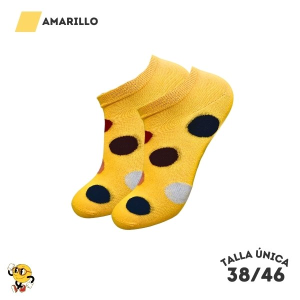 Calcetines Tobilleros Lunares Amarillo