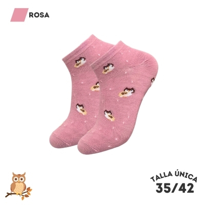 Calcetines Tobilleros Búhos Rosa