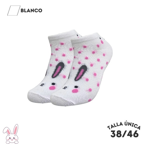 Calcetines Tobilleros Conejos Blanco