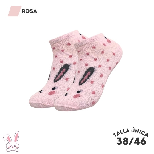 Calcetines Tobilleros Conejos Rosa