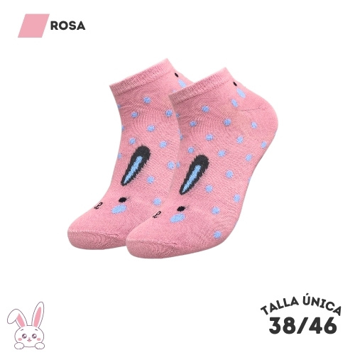 Calcetines Tobilleros Conejos Rosa