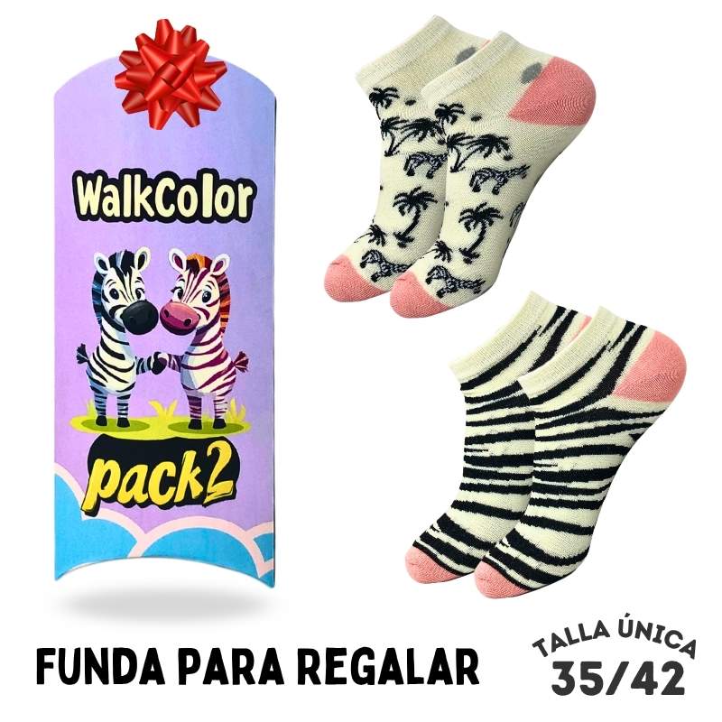 Pack 2 Calcetines Tobilleros Cebras
