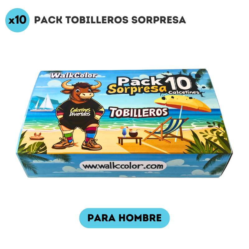 Pack Tobilleros de 10 Calcetines Sorpresa para Hombre